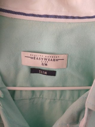 Camisa slim hombre verde talla M del corte ingles