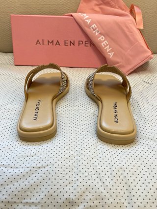 Ciabatte Alma en Pena Beige/Oro Tg 36