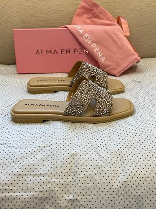 Ciabatte Alma en Pena Beige/Oro Tg 36