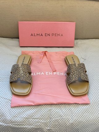Ciabatte Alma en Pena Beige/Oro Tg 36