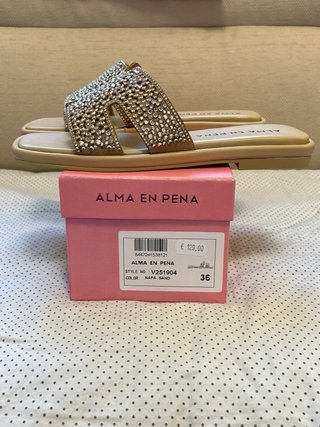 Ciabatte Alma en Pena Beige/Oro Tg 36