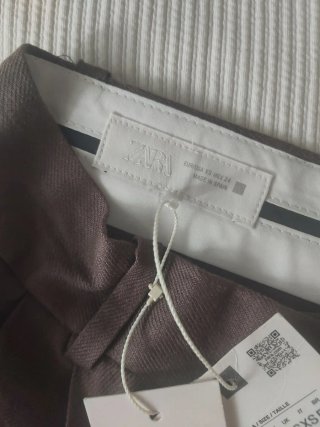 Pantalón Zara Lino 100 % Mujer Marrón Talla XS