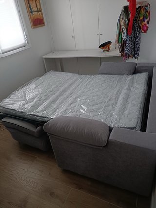 Sofá Cama Gris Tela