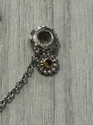 Charm 925 Argento Farfalla Fiore Catena Sicurezza