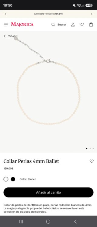 Collar Majorica Perlas Pequeñas Blanco