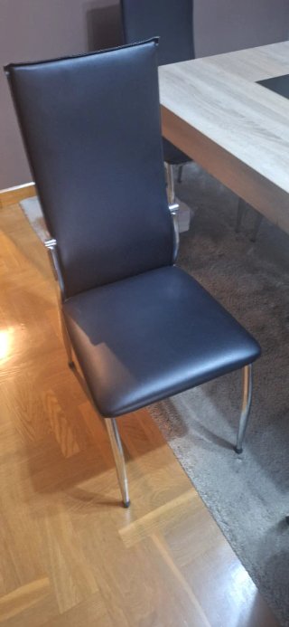 6 Sillas Salón Polipiel Negro y Acero