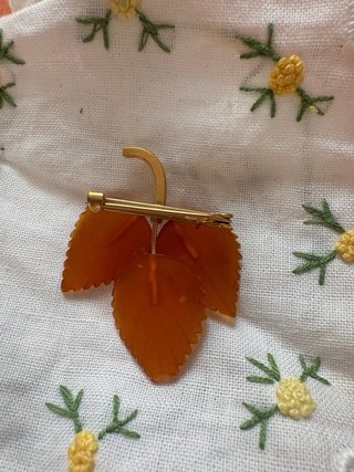 Broche Vintage Hojas Ámbar Báltico URSS