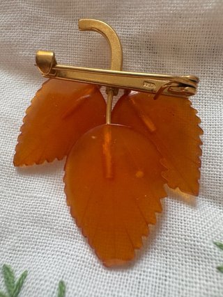 Broche Vintage Hojas Ámbar Báltico URSS