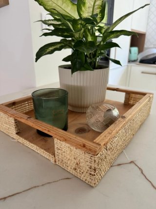 Bandeja decorativa rectangular de madera