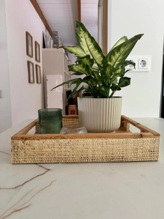Bandeja decorativa rectangular de madera