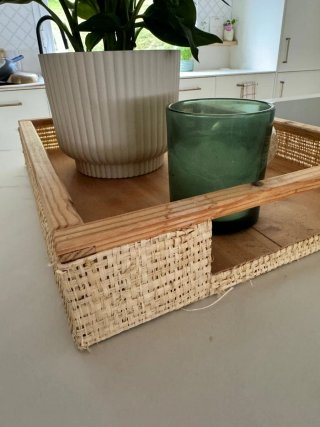 Bandeja decorativa rectangular de madera