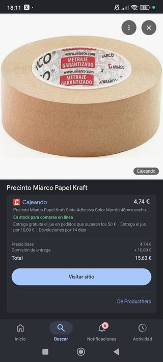 Precinto Miarco Papel Kraft Marrón 48mm