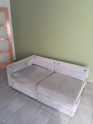 Sofá chaise longue beige y gris