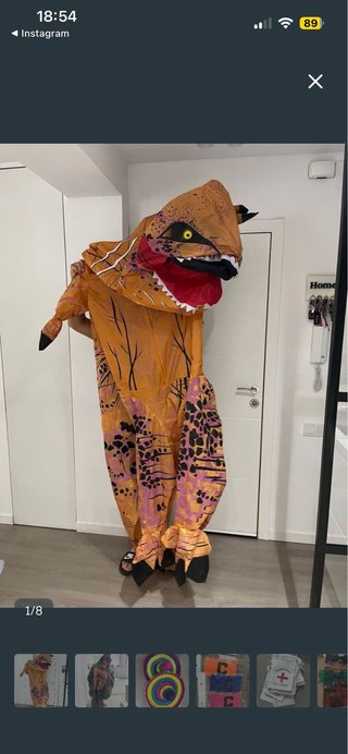 Disfraz inflable dinosaurio naranja