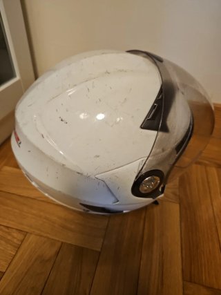 Casco Moto LS2 Blanco con Visera, talla M