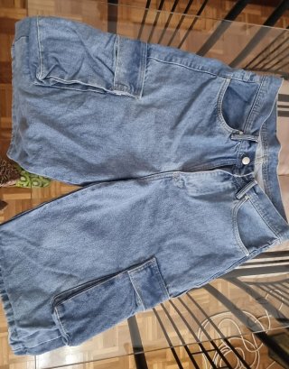 Pantalones cortos vaqueros cargo azules