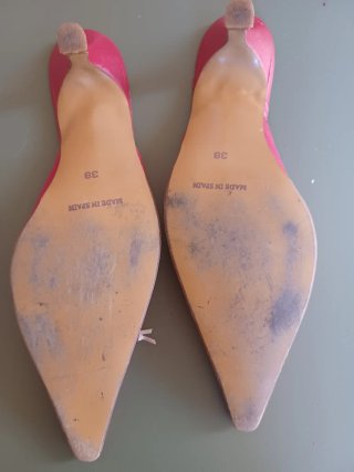 Mules Puntiagudas Rosa y Blanco