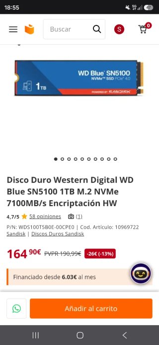 WD Blue SN5100 1TB NVMe M.2