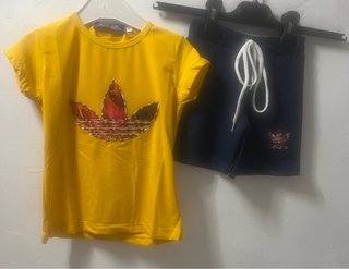 Conjunto  Niña Amarillo y Azul