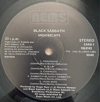BLACK SABBATH VINILO LP GRANDES EXITOS ORIGINAL 81