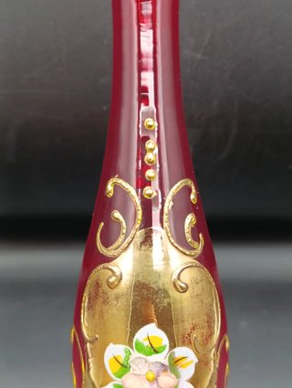 Florero Violetero Cristal Murano Dorado Rojo