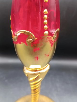 Florero Violetero Cristal Murano Dorado Rojo