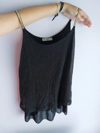 Camiseta negra tirantes doble capa