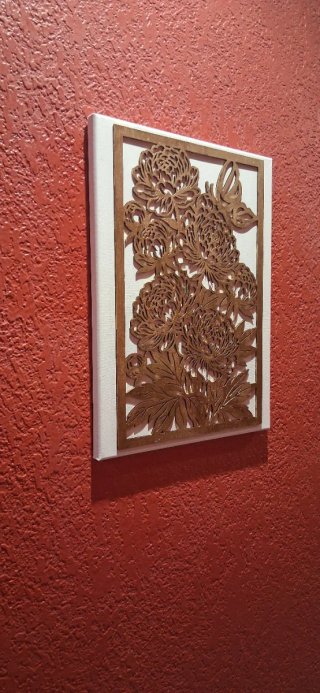 Cuadro Decorativo Peonias y Mariposa