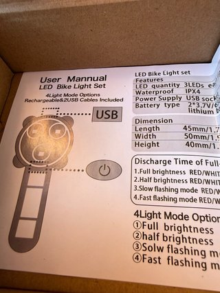 Luces LED USB Bici/Patinete