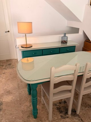 Mesa comedor ovalada vintage + 6 sillas