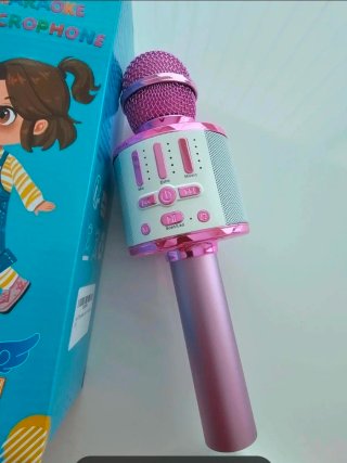 Micrófono Karaoke Infantil Rosa Metalizado
