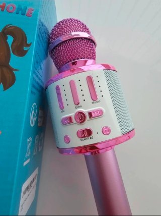 Micrófono Karaoke Infantil Rosa Metalizado
