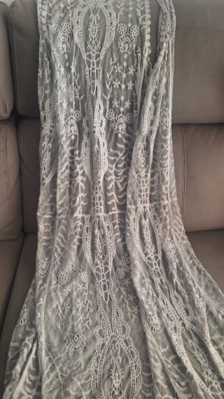 Pareo/Vestido Largo Encaje Gris Talla M