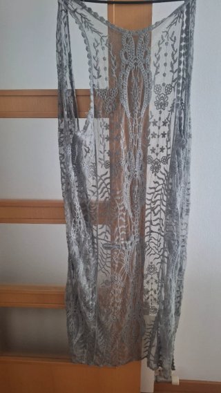 Pareo/Vestido Largo Encaje Gris Talla M