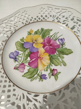 Piatto Limoges dipinto a mano fiori