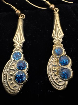 Pendientes Modernistas Latón Azul