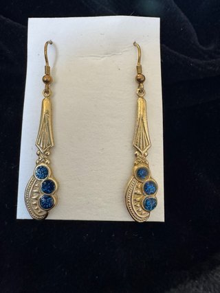 Pendientes Modernistas Latón Azul