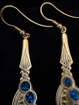 Pendientes Modernistas Latón Azul