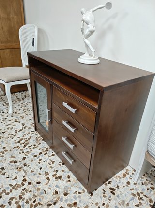 Mueble TV madera maciza clásico