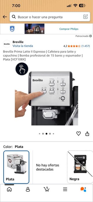 Cafetera Breville Prima Latte II Espresso Plata