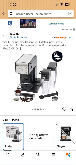 Cafetera Breville Prima Latte II Espresso Plata