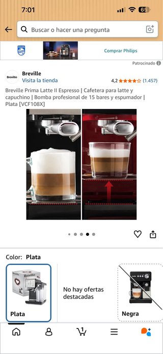 Cafetera Breville Prima Latte II Espresso Plata