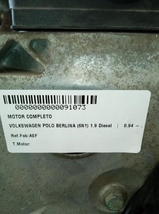 Volkswagen aef motor polo berlina 1.9 diesel 91073