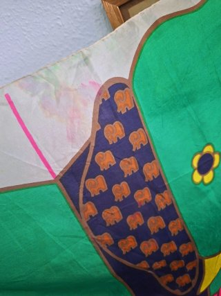 Pañuelo Seda Pura Años 60 Estampado Floral