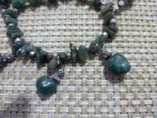 Pulsera Ágata Musgo Chips Elástica Artesanal