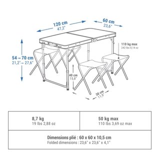 Mesa plegable con 4 sillas