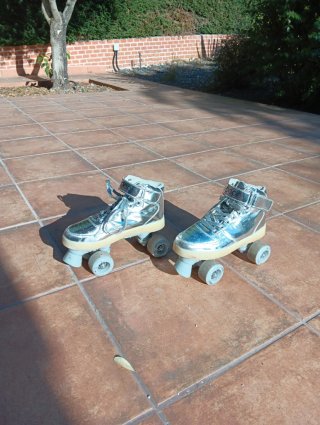 Patines 4 Ruedas Talla 38 Plateados