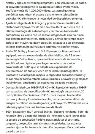 Proyector AMEELA 30000 Lúmenes Negro/Gris