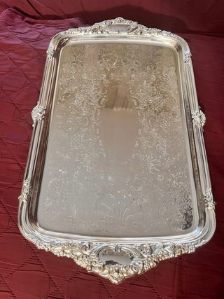 Bandeja y 6 copas bañadas en plata