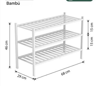 Zapatero Bambú 3 Niveles Blanco 68x28x46cm
